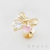BOW RIBBON DOUBLE HEART THREADLESS (PUSH IN) 316L SURGICAL STEEL LABRET SET